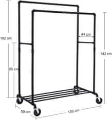 Artenat Stojan na oblečení Alan, 162 cm, černá