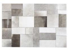 Beliani Kožený patchworkový koberec hnědo-šedý 140 x 200 cm PERVARI