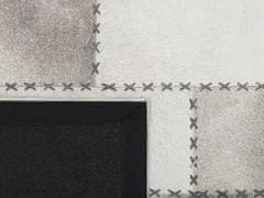 Beliani Kožený patchworkový koberec hnědo-šedý 140 x 200 cm PERVARI