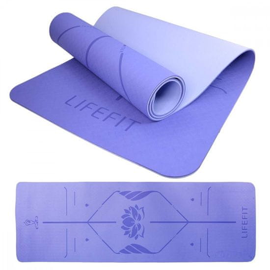 LIFEFIT Podložka LIFEFIT YOGA MAT LOTOS DUO, 183x58x0,6cm, modrá