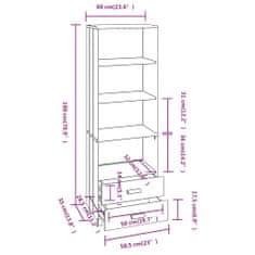 Greatstore Skříň světle šedá 60 x 35 x 180 cm masivní borové dřevo