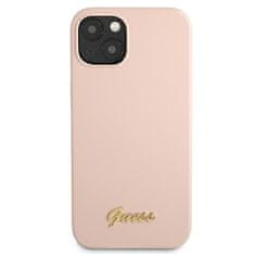 Guess GUHMP13MLSLMGLP hard silikonové pouzdro iPhone 13 6.1" light pink Silicone Script Gold Logo Magsafe