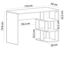 Dalenor Pracovní stůl Dardanos, 110 cm, bílá / dub