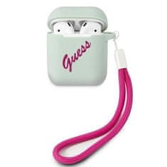 Guess GUACA2LSVSBF pouzdro na AirPods 2. Generace / 1. Generace blue fuschia Silicone Vintage