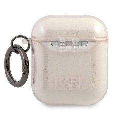 Karl Lagerfeld KLA2UKHGD pouzdro na AirPods 2. Generace / 1. Generace Gold glitter Karl`s head