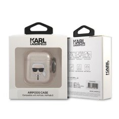 Karl Lagerfeld KLA2UKHGD pouzdro na AirPods 2. Generace / 1. Generace Gold glitter Karl`s head