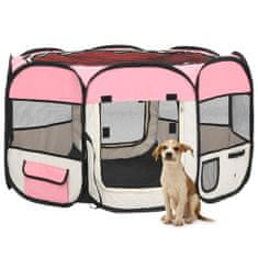 Petromila Skládací ohrádka pro psy s taškou růžová 110 x 110 x 58 cm