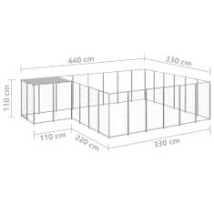 Petromila Psí kotec stříbrný 12,1 m² ocel 