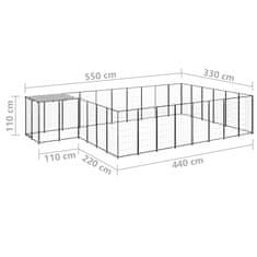 Petromila Psí kotec černý 15,73 m² ocel 