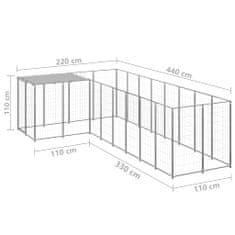 Vidaxl Psí kotec stříbrný 6,05 m2 ocel