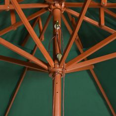 Greatstore Dvoupatrový slunečník s dřevěnou tyčí, 270x270 cm, zelená