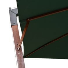 Greatstore Závěsný slunečník s dřevěnou tyčí, 300x300 cm, zelená