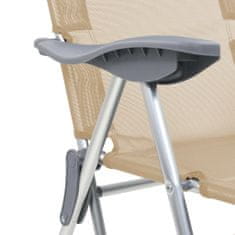 Greatstore Skládací kempingové židle s podnožkami 2 ks krémové textilen