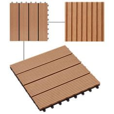 Petromila 22 ks terasové dlaždice 30 x 30 cm 2 m² WPC barva teak