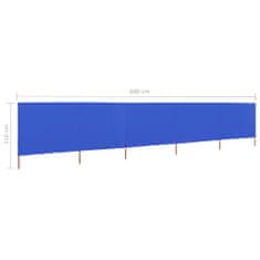Greatstore 5dílná zástěna proti větru látková 600 x 80 cm azurově modrá