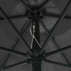 Greatstore Slunečník s LED světly a hliníkovou tyčí 270 cm antracitový