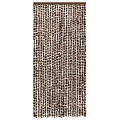 Greatstore Závěs proti hmyzu hnědý a bílý 90 x 220 cm Chenille