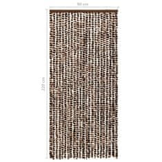 Greatstore Závěs proti hmyzu hnědý a bílý 90 x 220 cm Chenille