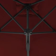 Vidaxl Zahradní slunečník s ocelovou tyčí bordó 300 x 230 cm
