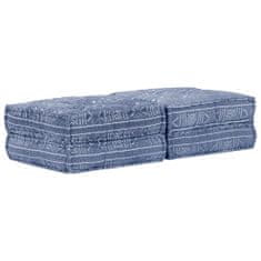 Greatstore 2místný modulární pouf indigo textil