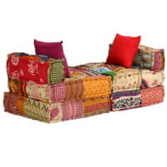 Greatstore 3místný modulární pouf patchwork textil