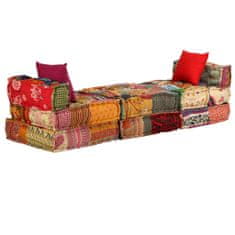 Greatstore 3místný modulární pouf patchwork textil