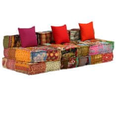 Greatstore 3místný modulární pouf patchwork textil