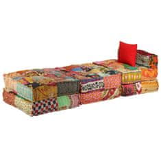 Greatstore 3místný modulární pouf patchwork textil