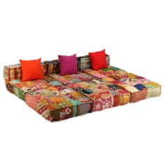 Greatstore 3místný modulární pouf patchwork textil