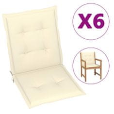 Petromila Podušky na židli nízké opěradlo 6 ks krémové 100x50x3 cm oxford
