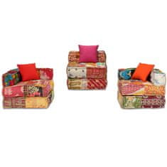 Greatstore 3místný modulární pouf patchwork textil