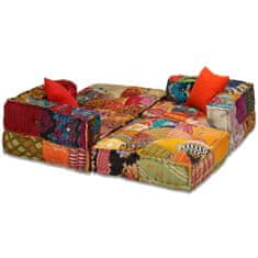 Greatstore 3místný modulární pouf patchwork textil