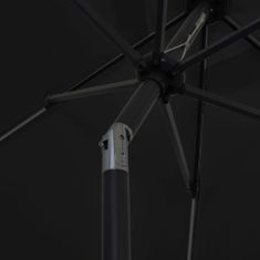 Greatstore Slunečník s LED světly a hliníkovou tyčí 300 cm černý