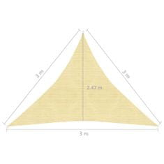 Vidaxl Plachta proti slunci 160 g/m² béžová 3 x 3 x 3 m HDPE