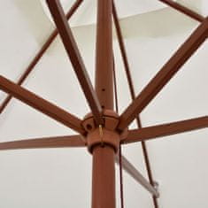 Greatstore Slunečník s dřevěnou tyčí, 200x300 cm, krémově bílá