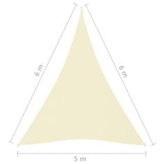Greatstore Stínící plachta oxfordská látka trojúhelníková 5x6x6 m krémová