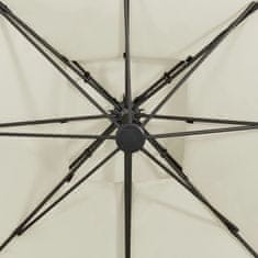 Greatstore Konzolový slunečník s dvojitou stříškou 300 x 300 cm pískový