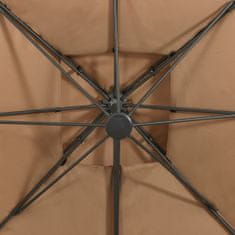 Greatstore Konzolový slunečník s dvojitou stříškou 300 x 300 cm taupe
