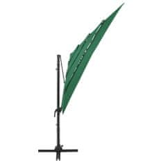 Vidaxl 4stupňový slunečník s hliníkovou tyčí zelený 250 x 250 cm