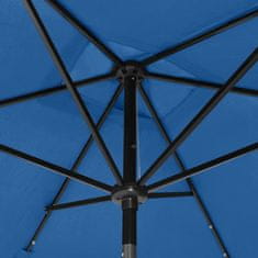 Greatstore Slunečník s LED světly a ocelovou tyčí azurově modrý 2 x 3 m