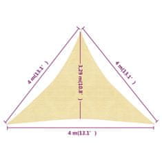 Vidaxl Stínicí plachta 160 g/m² béžová 4 x 4 x 4 m HDPE