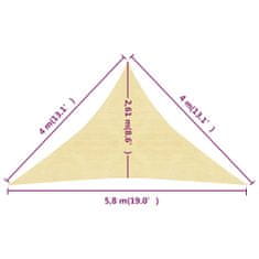 Vidaxl Stínicí plachta 160 g/m² béžová 4 x 4 x 5,8 m HDPE