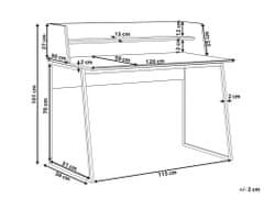 Beliani Psací stůl s policí 120 x 59 cm světlé dřevo / černá GORUS