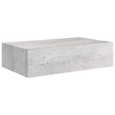 Greatstore Nástěnné police se zásuvkami 2ks betonově šedé 40x23,5x10cm MDF