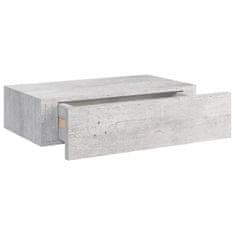 Greatstore Nástěnné police se zásuvkami 2ks betonově šedé 40x23,5x10cm MDF