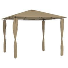 Greatstore Altán s bočními stěnami 3 x 3 x 2,6 m taupe 160 g/m2