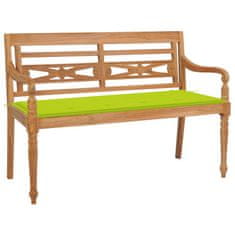 Greatstore Lavice Batavia s jasně zelenou poduškou 120 cm masivní teak