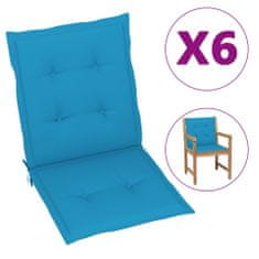 Petromila Podušky na židli nízké opěradlo 6 ks modré 100x50x3 cm oxford