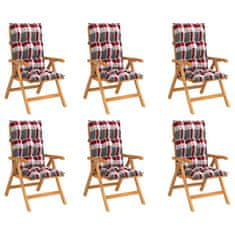 Greatstore Polohovací zahradní židle s poduškami 6 ks masivní teak