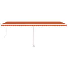 Greatstore Ručně zatahovací markýza s LED světlem 600x300 cm oranžovohnědá